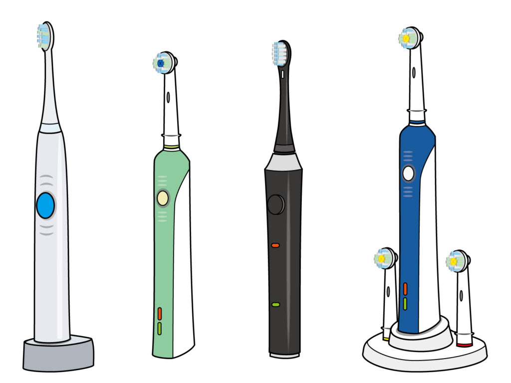 複数の電動歯ブラシのイラスト