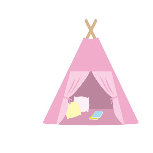 ピンク色のティピーテント