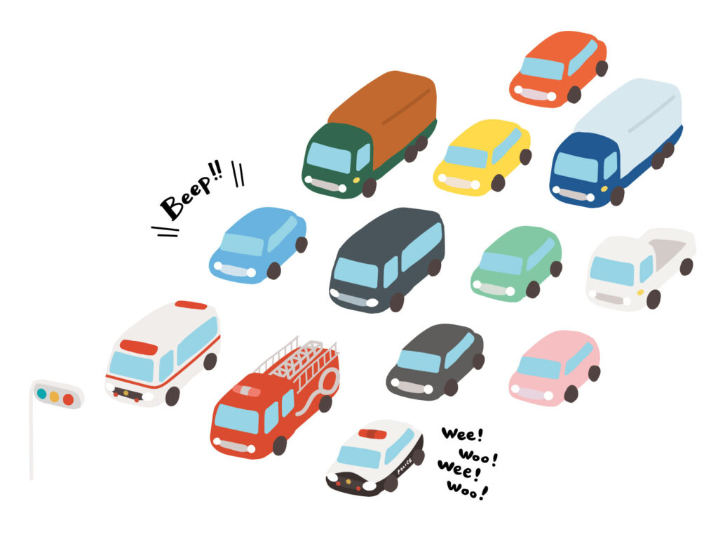 走る車