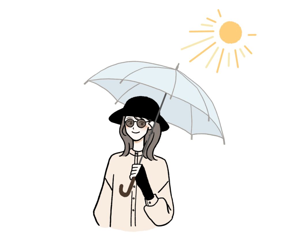 紫外線対策をする女性