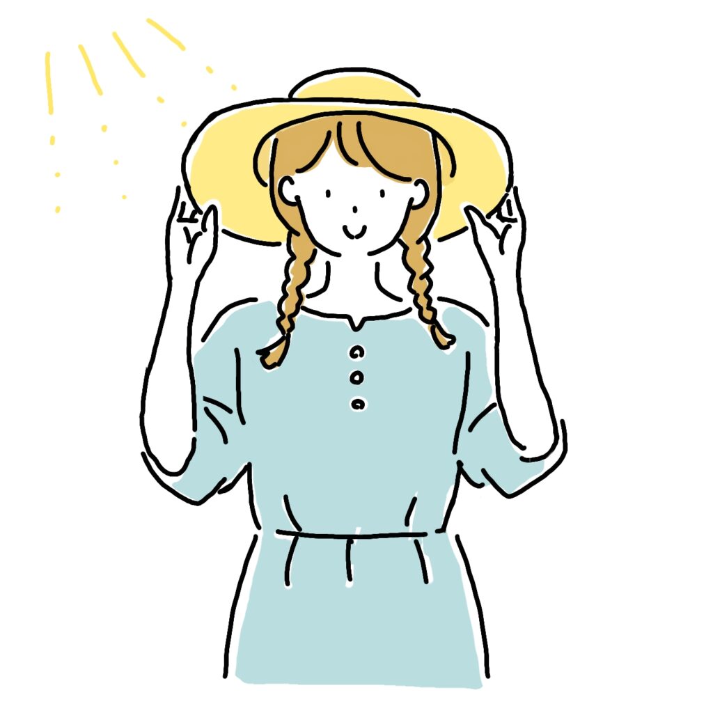 麦わら帽子をかぶった女性