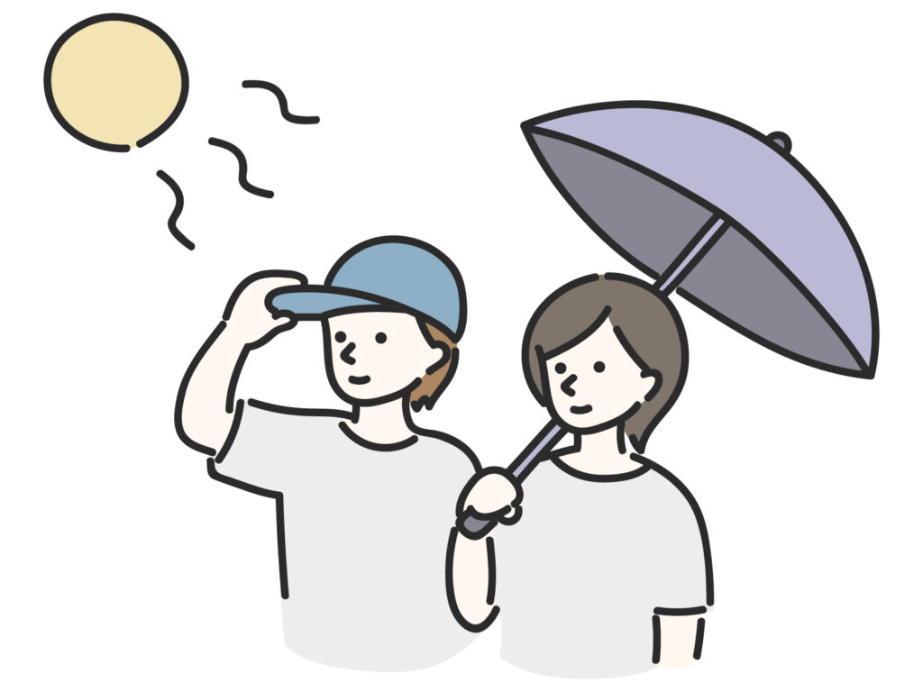 女性2人　日焼け対策