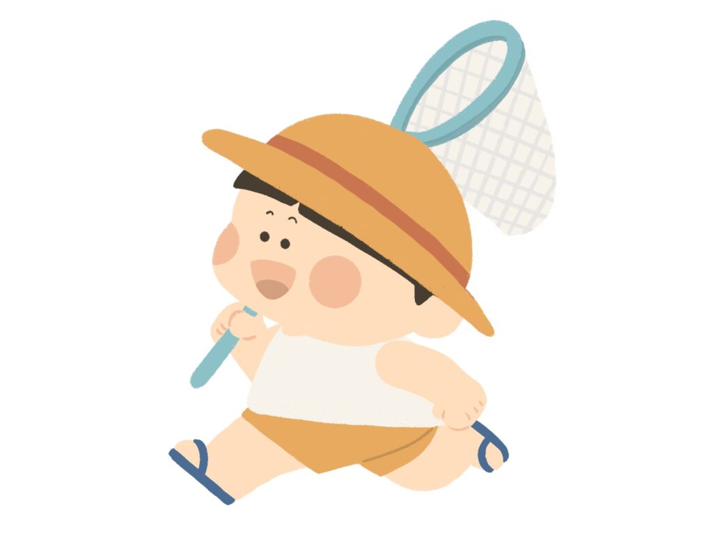 虫取り網を持った男の子
