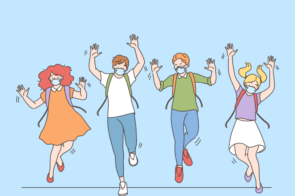 マスクをつけた4人