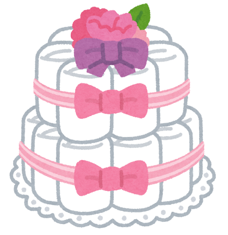 ピンクの花のおむつケーキ