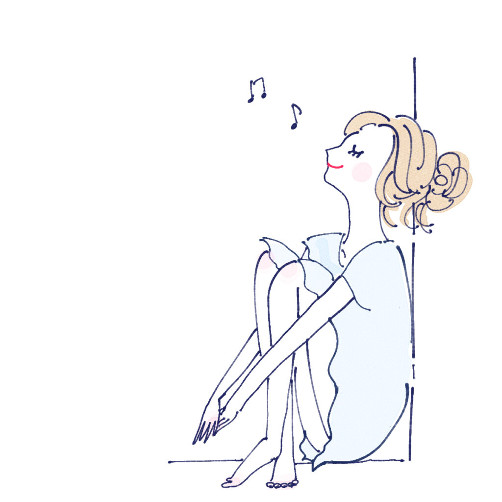座っている女性