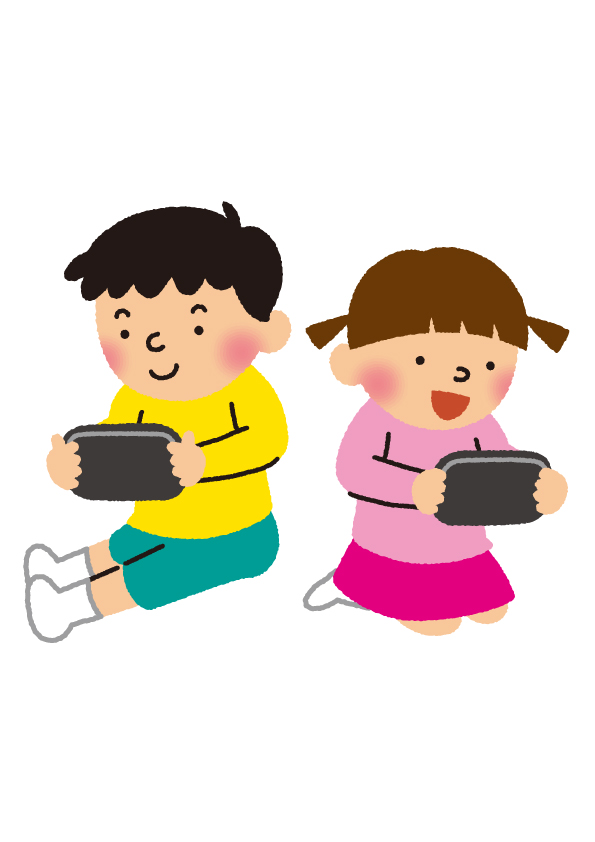 ゲームをする兄妹