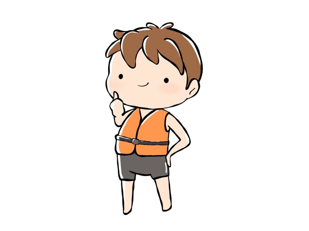ライフジャケットを着る男の子