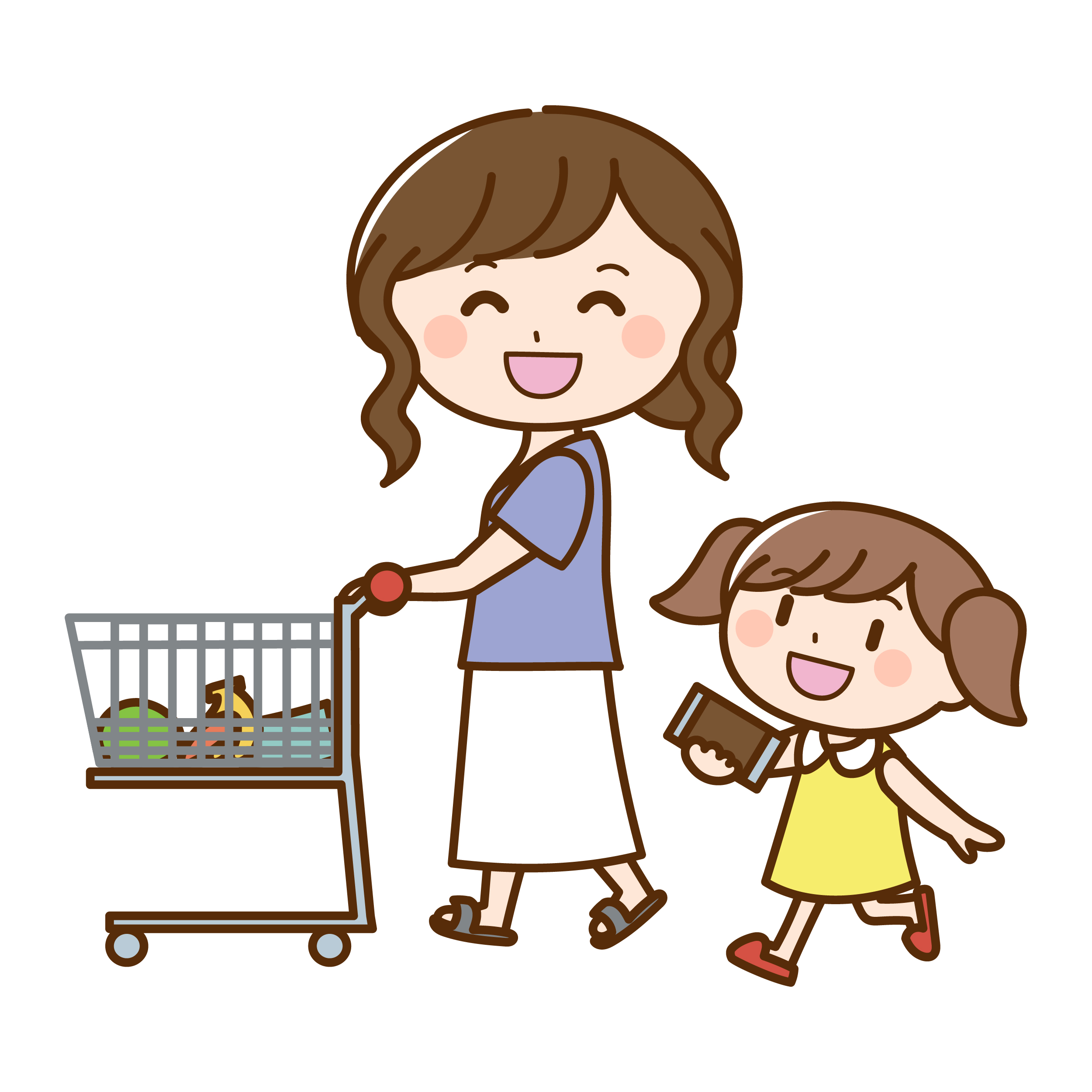 買い物をする親子