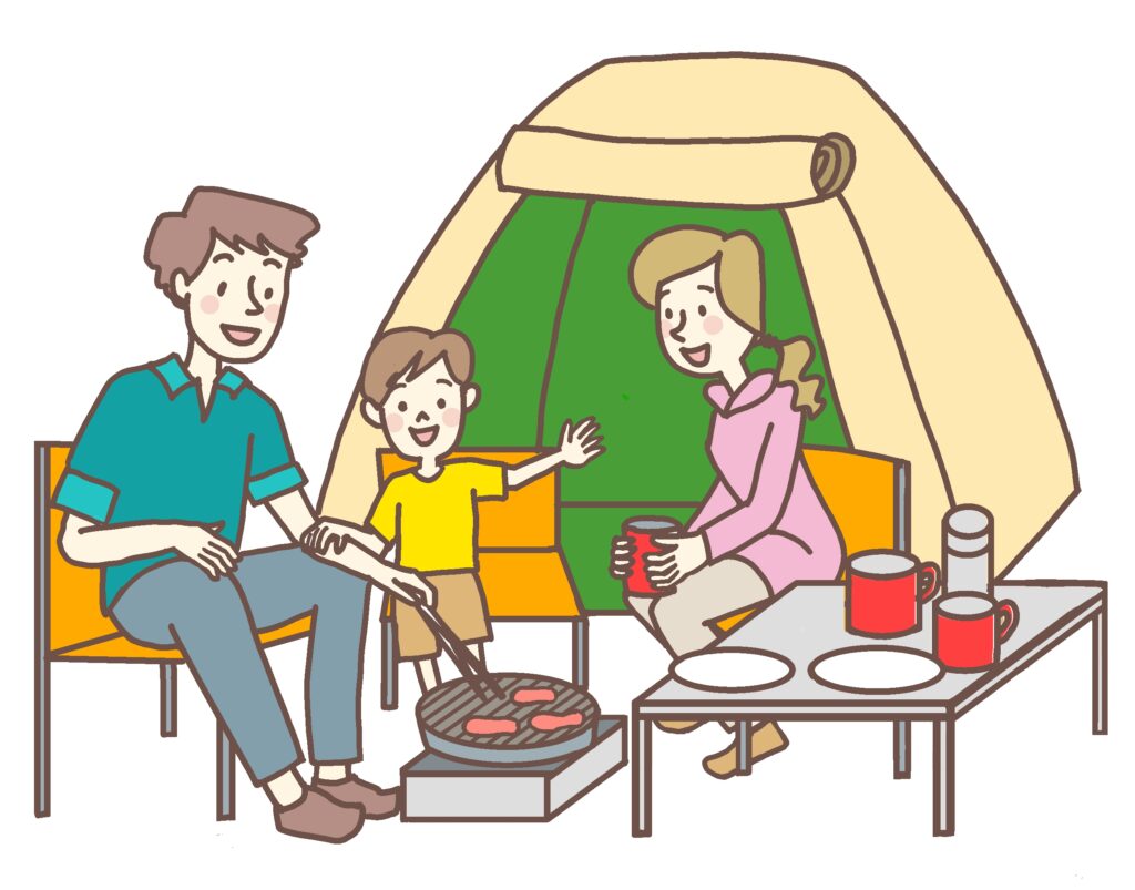BBQを楽しむ家族