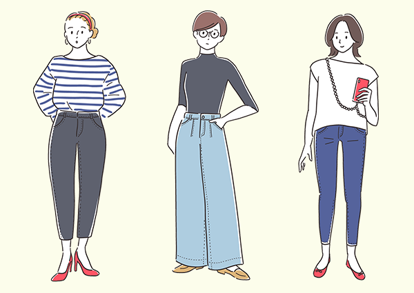 おしゃれにデニムをはきこなす女性たち