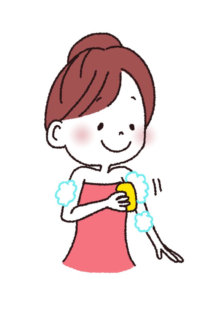 身体を洗う女性