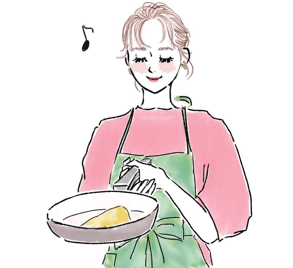 料理をする女性