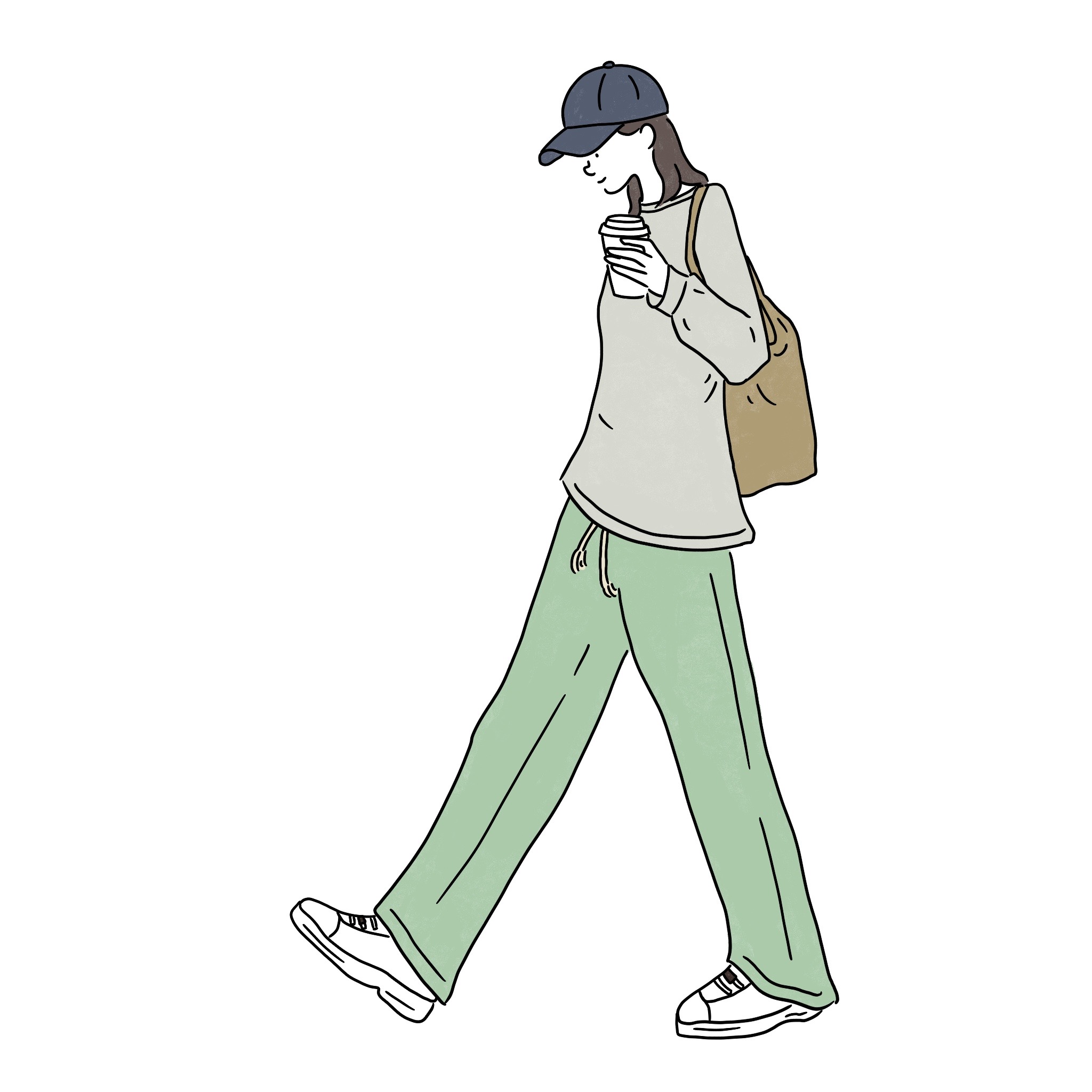 カジュアルなファッションの女性