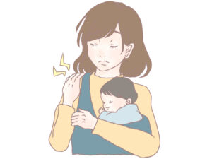 肩の痛みを感じるママ