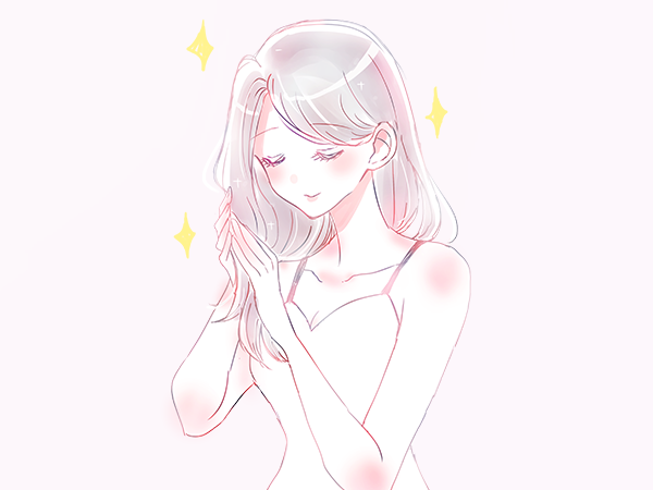 ヘアケア中の透明感あふれる女の子