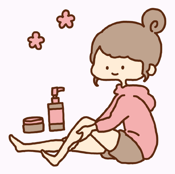 ボディケアをする女の子