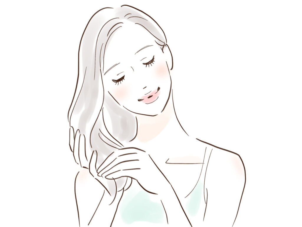 ヘアケアをする女性