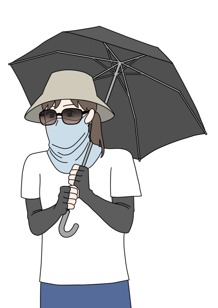 紫外線対策をする女性