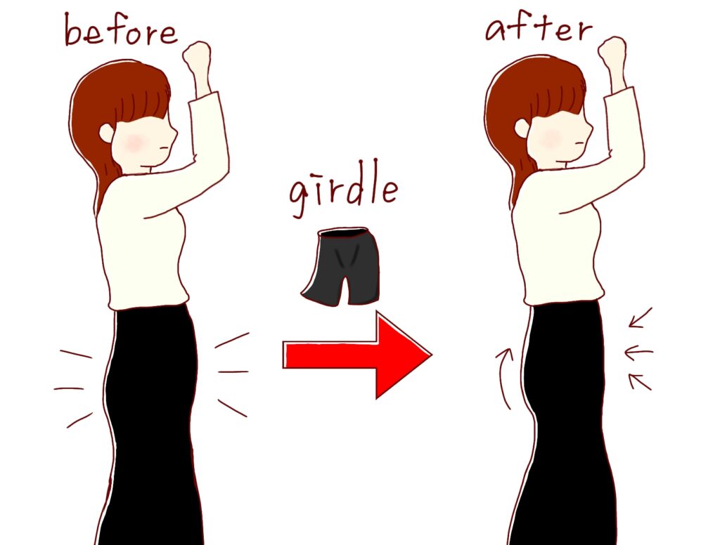 ガードルを履いた女性　ビフォーアフター