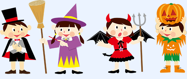 ハロウィンで思い思いの仮装を楽しむ子供たち