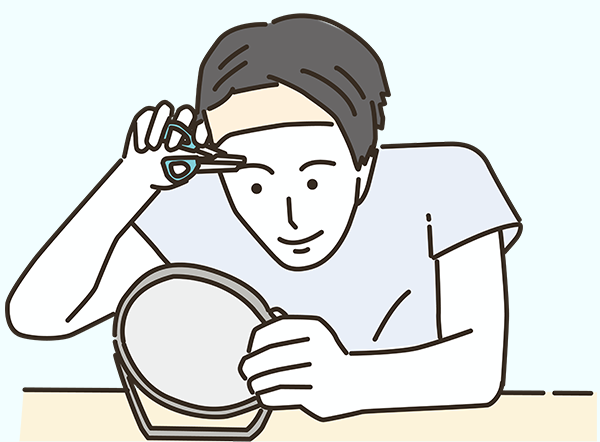 眉毛をセルフケアする高校生