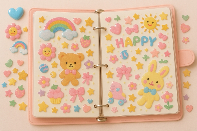 パステルカラーのシール帳