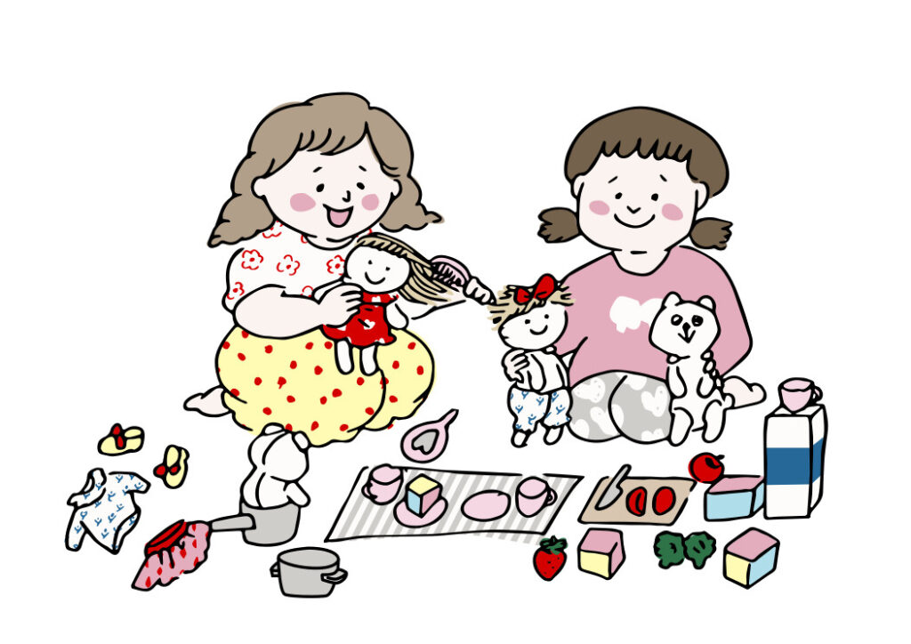 人形遊びを楽しむ女の子たち