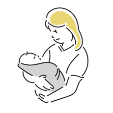 赤ちゃんを抱くお母さん