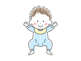 水色の服の赤ちゃん