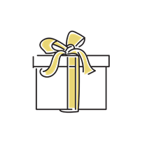 黄色のリボンのプレゼントボックス