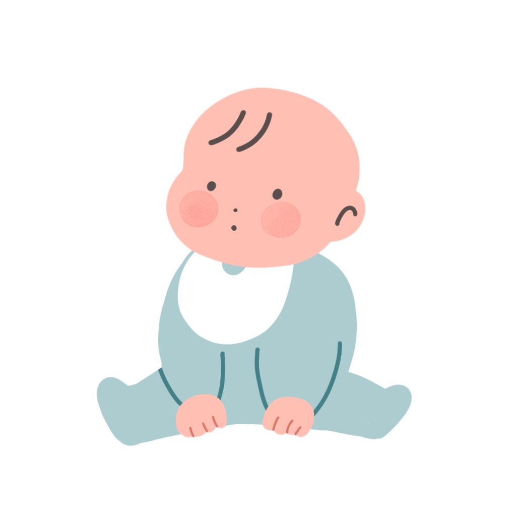 青い服の赤ちゃん