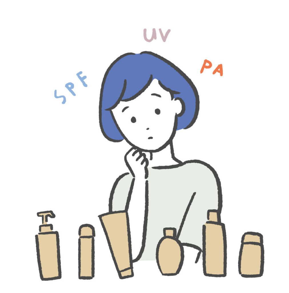 日焼け止めに悩む女性