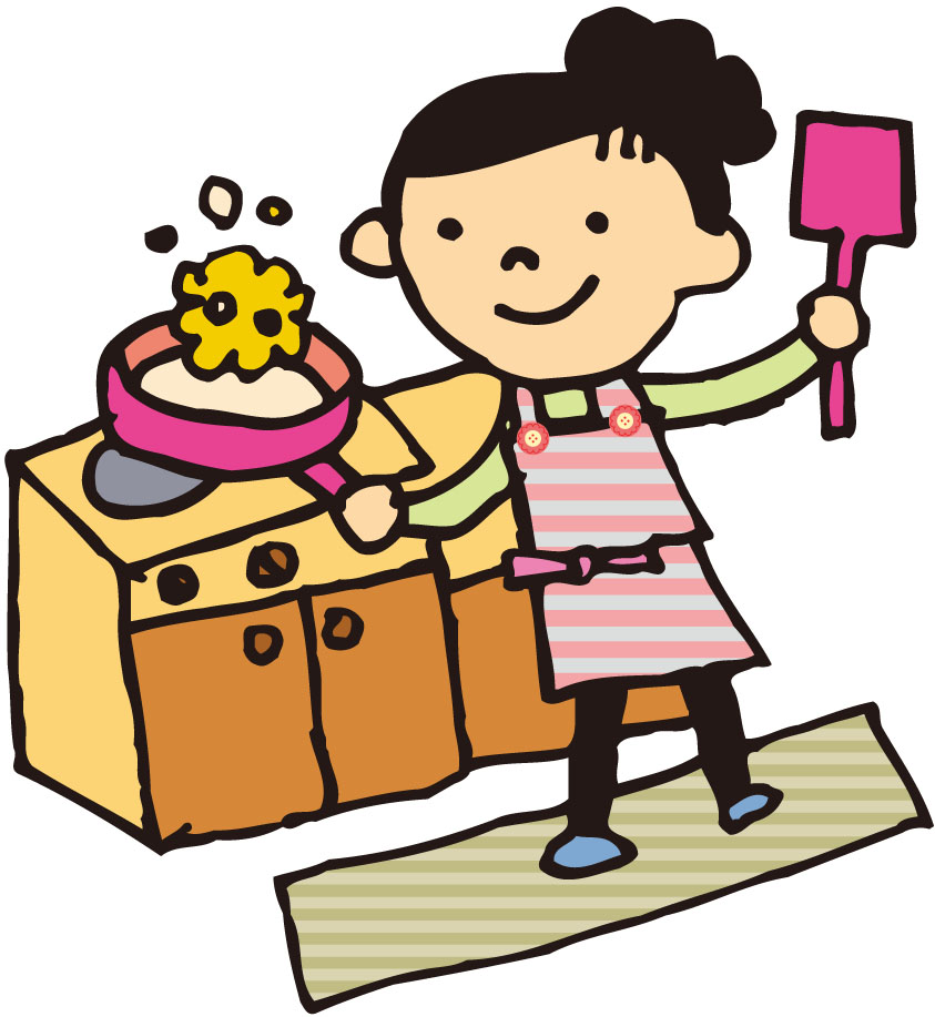 キッチンで料理をする女性