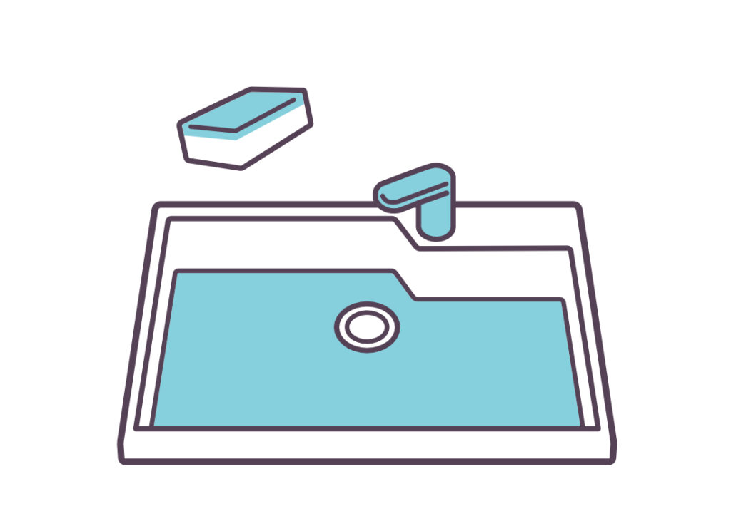 洗面台とスポンジ