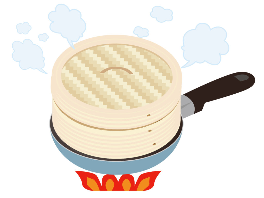 せいろ蒸しているイラスト