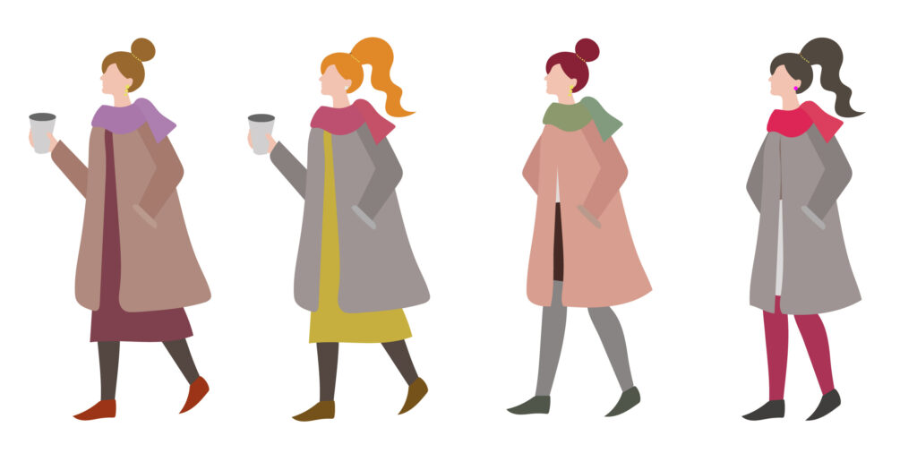 タイツを履いた女性4人