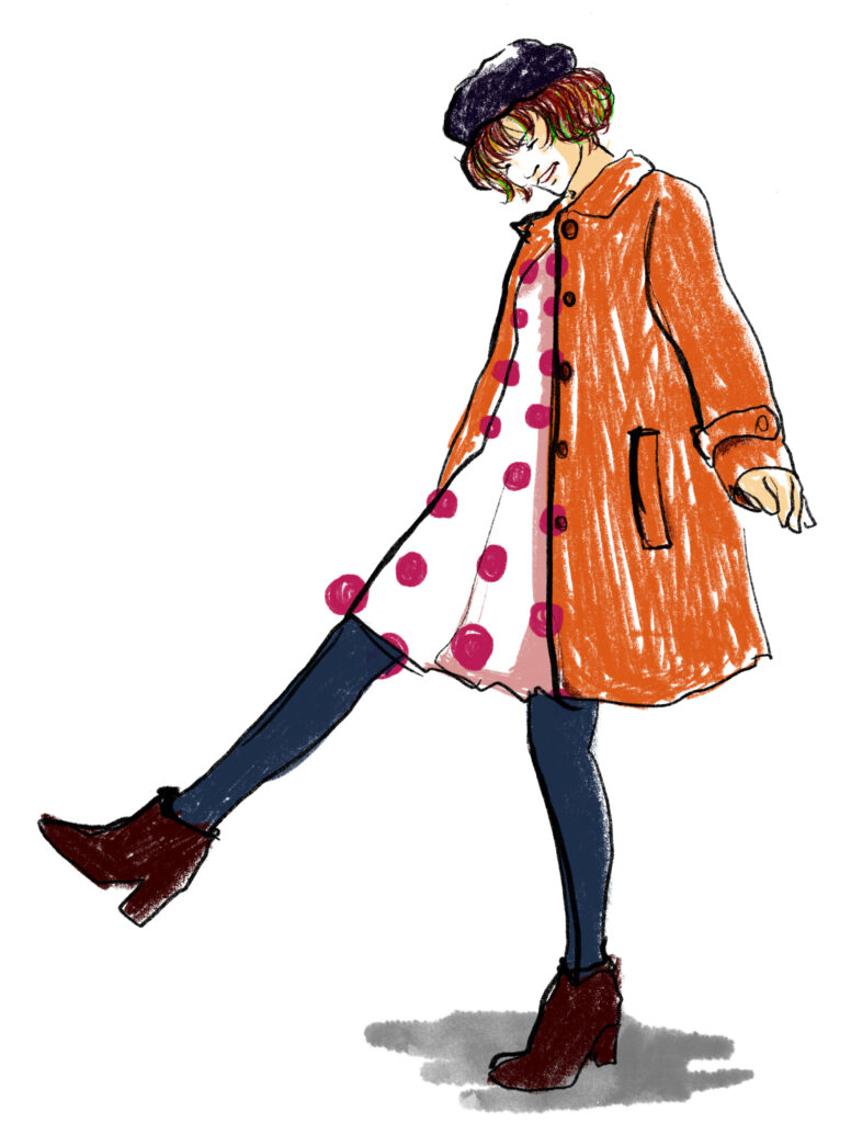 タイツを履いて出かける女性