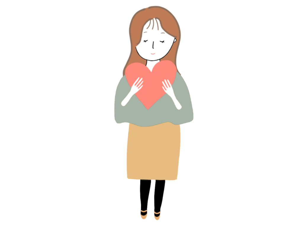 ハートを持っている女性