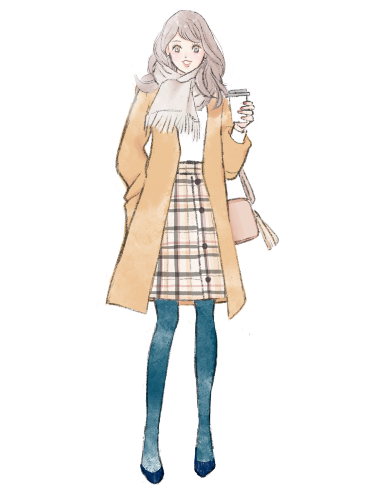 冬のコーディネートの女性