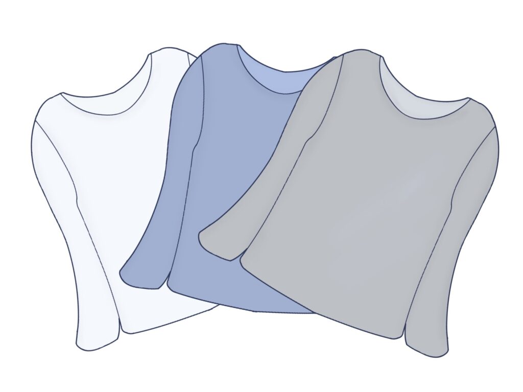 白とネイビーとグレーのあったかインナー