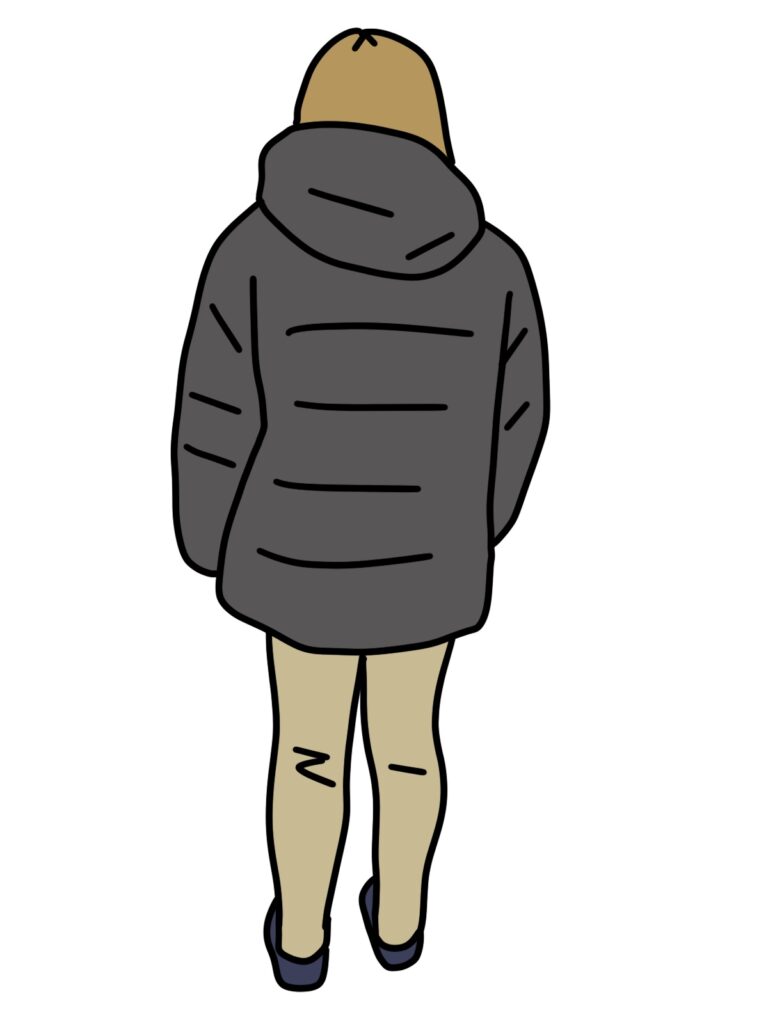 ダウンを着た女性