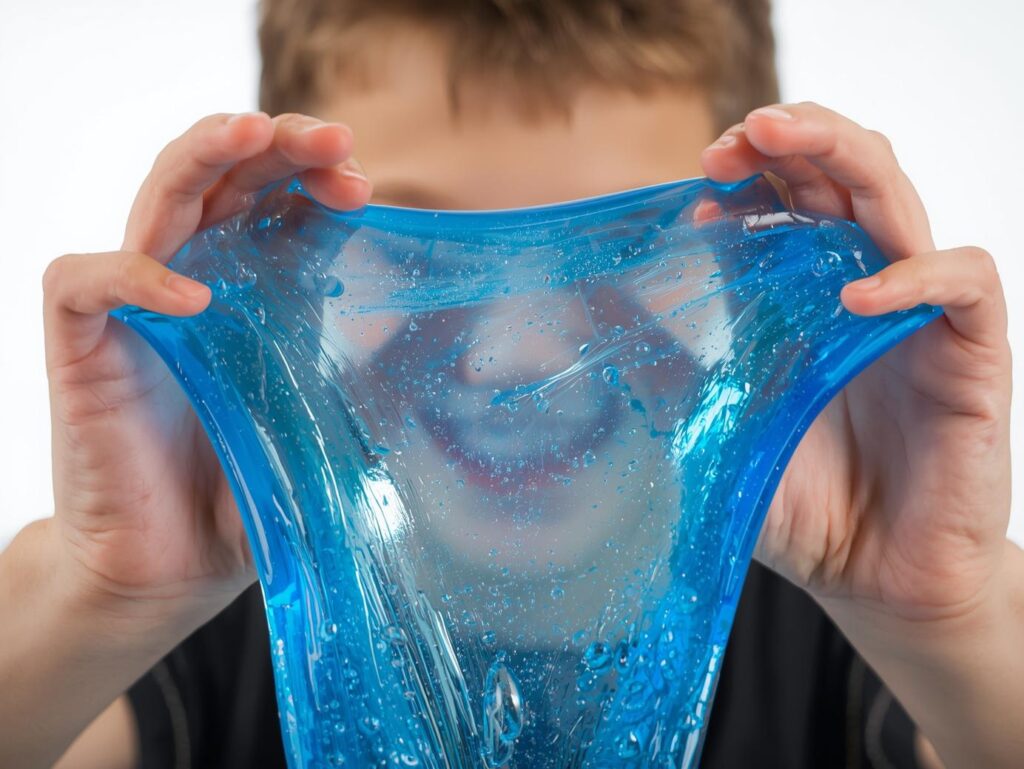 スライムで遊ぶ男の子