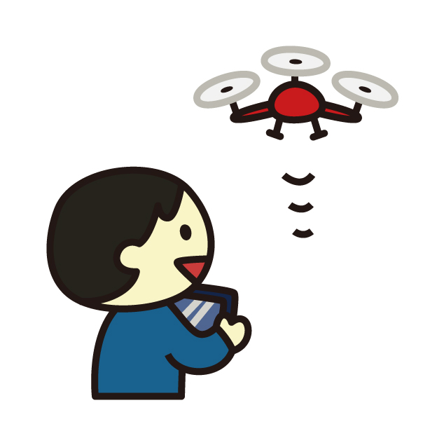 ドローンで遊ぶ男の子