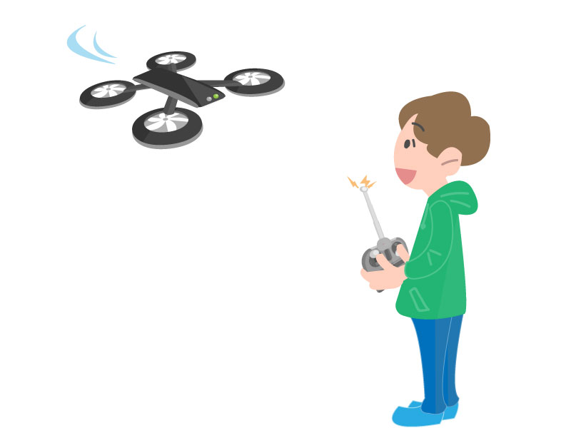 ドローンを操作する男の子