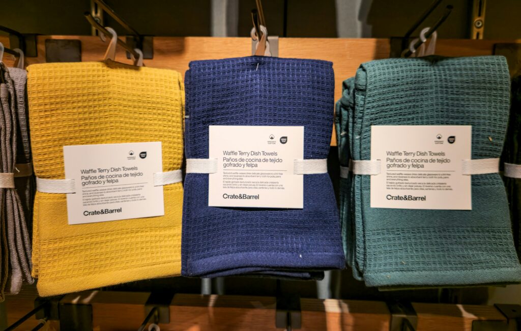 黄色青みどりのティータオル