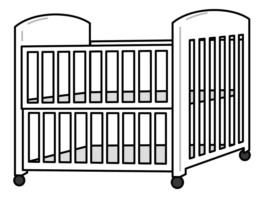 白いベビーベッド
