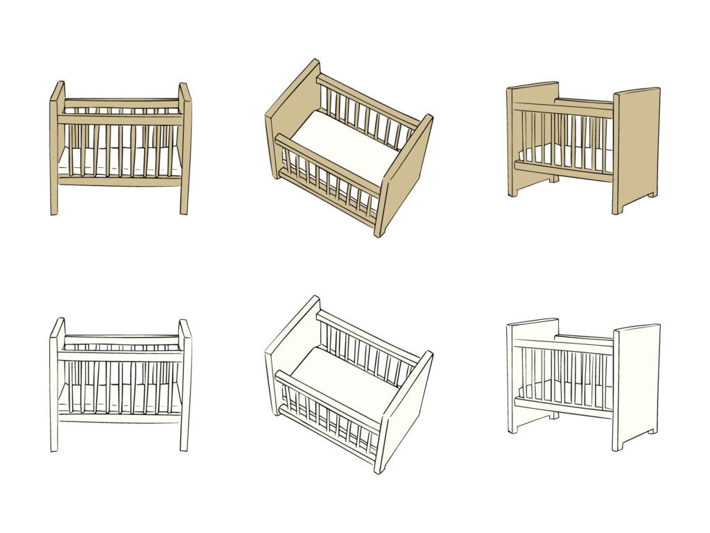 ベビーベッド　ベージュ　白