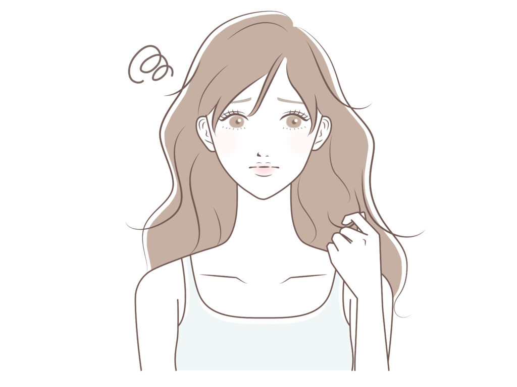 寝グセに悩む女性