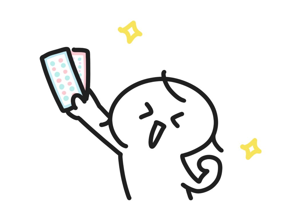 シールを手に入れて喜ぶ女の子のイラスト